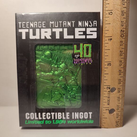 Teenage Mutant Ninja Turtles Metal Card Green And Gold Ingots Figurine Set Of 2 - Picture 4 of 9